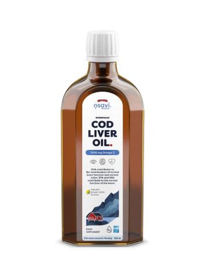 OSAVI Dorch Lebertran Öl – 1000 MG OMEGA 3 ZITRONE-MINZE Geschmack 500 ML