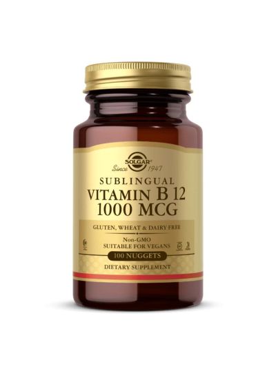 Solgar Sublingual Vitamin B12 (Cyanocobalamin), 1.000 mcg, 100 Nuggets