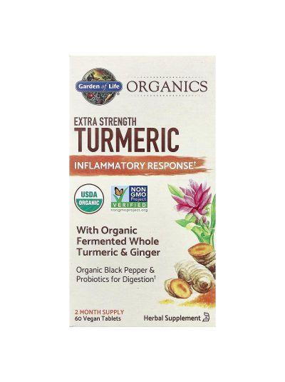Garden of Life, Organics, Extra Strength Turmeric, Inflammatory Response, 60 Vegan Tablets