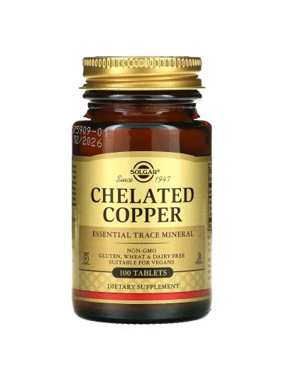 Solgar, Chelatisiertes Kupfer, 100 Tabletten (2,5 mg pro Tablette)