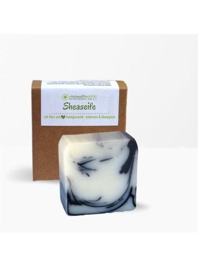 Vitalundfitmit100 Sheaseife mit Aktivkohle 85 g