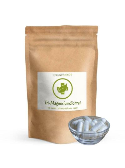 Vitalundfitmit100 Tri-Magnesiumdicitrat Kapseln 180 Stück