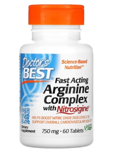 Doctor's Best Schnell wirkender Arginin-Komplex mit Nitrosigin, 60 Tabletten