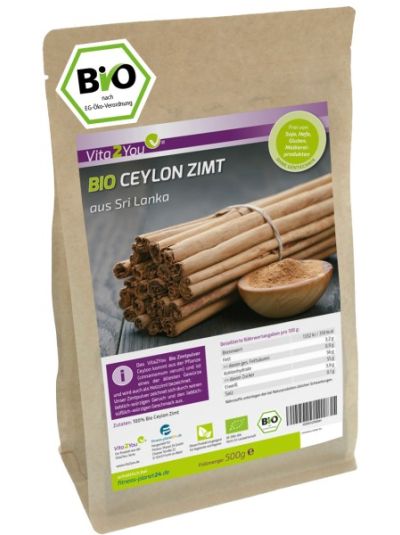Vita2You Bio Ceylon Zimt Pulver 500g - Original aus Sri-Lanka - 100% Bio