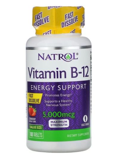 Natrol Vitamin B-12 Erdbeere 5.000 mcg 100 Tabletten
