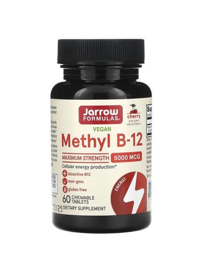 Jarrow Formulas Methyl B-12, Cherry Flavor, 5,000 mcg, 60 Chewable Lozenges