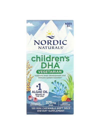 Nordic Naturals Children's 3+ DHA, Berry Lemonade, 375 mg 120 Mini Chew. Sgels