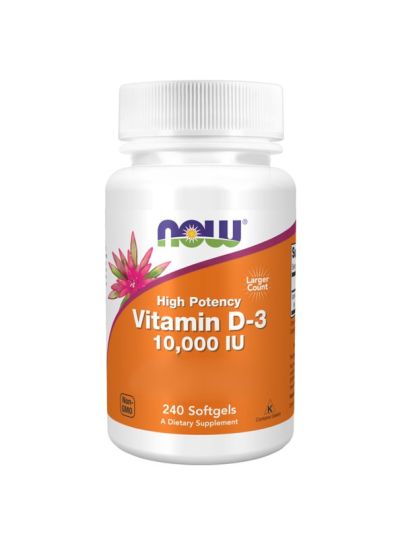 NOW Foods Vitamin D3, MAX Dosis, 250 mcg 10.000 IU, 240 Weichkapseln