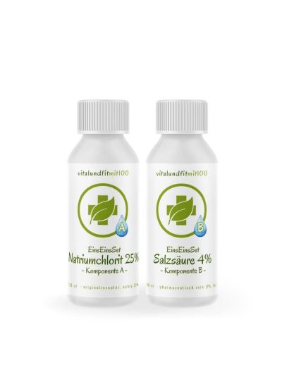 Vitalundfitmit100 Natriumchlorit 25% + Salzsäure 4% im 100 ml Set
