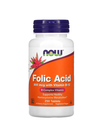 NOW Foods Folsäure 800 mcg 250 Tabletten
