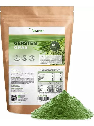 Vit4ever Gerstengras, Junges Gerstengraspulver - Herkunft Niederlande - Reich an Mineralien & Vitaminen 1000 g