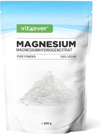 Vit4ever Magnesium Pure - 600 g Pulver - 100% Magnesiumhydrogencitrat