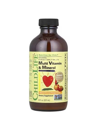 ChildLife Essentials Vitamin&Mineral natürlicher Orangen/Mangogeschmack 237 ml