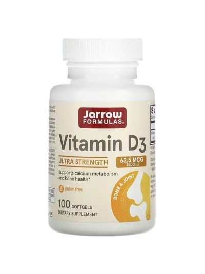 Jarrow Formulas Vitamin D3, Cholecalciferol, 62.5 mcg (2,500 IU), 100 Softgels
