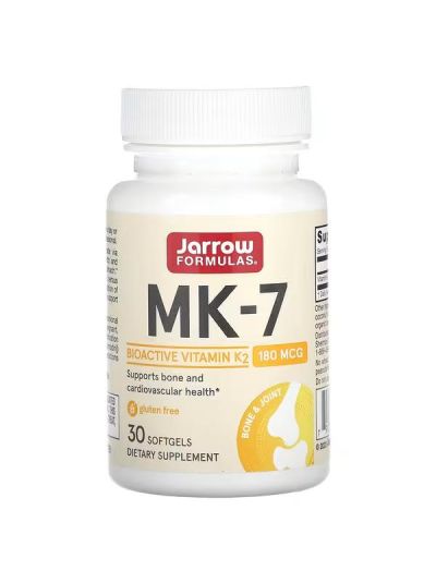 Jarrow Formulas MK-7, Most Active Form of Vitamin K2, 180 mcg, 30 Softgels