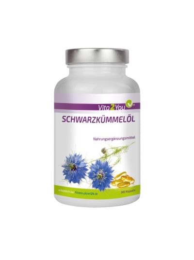 Vita2You Schwarzkümmelöl - 360 Softgel- 1000mg pro Tagesdosis - 57% Linolsäure