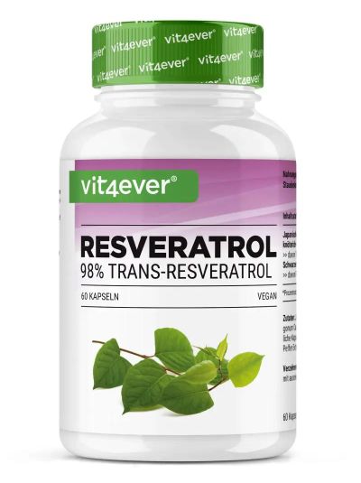 Vit4ever Resveratrol 500 mg - 98% Trans-Resveratrol 60 Kapseln  
