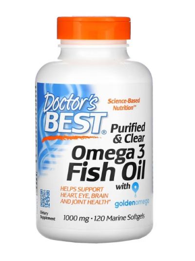 Doctor's Best  gereinigtes und klares Omega-3-Fischöl mit Goldenomega, 120 kaps