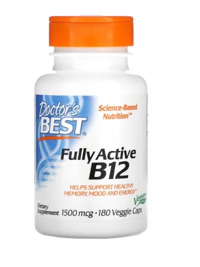 Doctor's Best Fully Active Vitamin B12, 1.500 mcg, 180 vegge Kaps