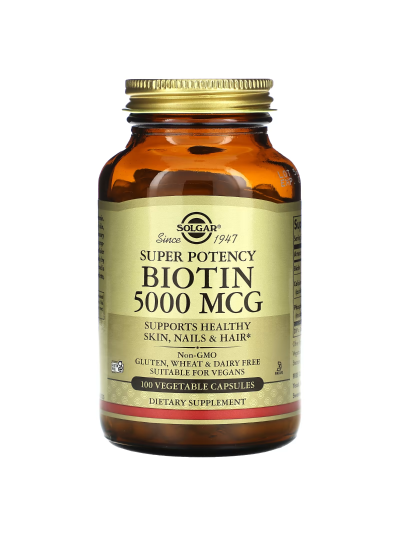 Solgar, Biotin, 5.000 mcg, 100 vegetarische Kapseln