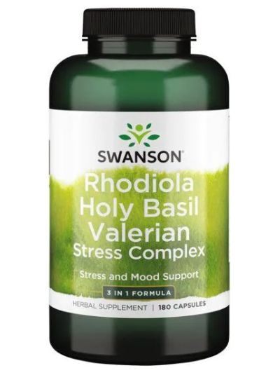 Swanson Rhodiola, Holy Basil, Valerian Stress Complex 180 Tabletten