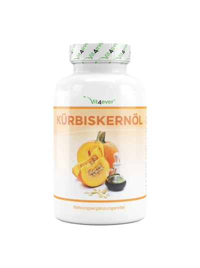 Vit4ever Kürbiskernöl Kapseln - 420 Kapseln - 3000 mg Kürbiskern Öl pro Tagesportion