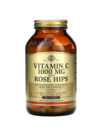 Solgar Vitamin C With Rose Hips, 250 Tablets