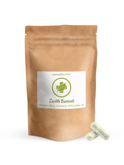 VITALUNDFITMIT100 Zeolith-Bentonit Kapseln (80% Naturzeolith, 20% Bentonit) 100 Kapseln à 600 mg