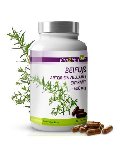 Vita2You Beifuß Extrakt - 180 Kapseln - Artemisia Vulgaris- 10:1 Extrakt 6000mg