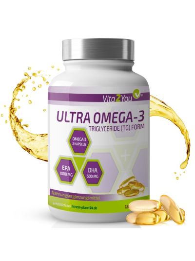 Vita2You Ultra Omega 3 Kapseln 2000mg -  Hochdosiert 120 Softgels
