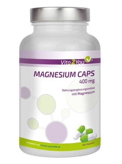 Vita2You Magnesium (Magnesiumoxid) 400mg Premium Qualität 365 Kapseln
