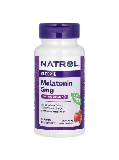 Natrol, Melatonin, Fast Dissolve, Strawberry, 5 mg, 90 Tablets