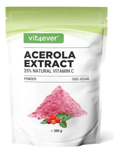 Vit4ever Acerola Pulver - 300 g - Natürliches Vitamin C
