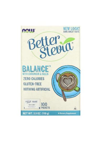 Now Foods Better Stevia Balance mit Chrom & Inulin, 100 Beutel, je 1,1 g
