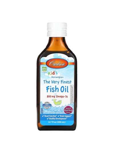 CARLSON LABS FOR KIDS NORWEGISCHES FISCHÖL, NATÜRLICHE Beerenmischung 200ML