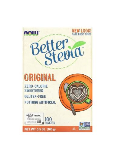 Now Foods Better Stevia kalorienfreier Süßstoff, Original, 100 Päckchen, 100 g