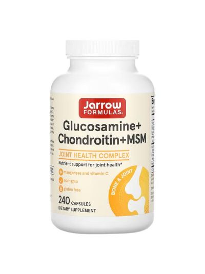 Jarrow Formulas Glucosamine + Chondroitin + MSM, 240 Capsules