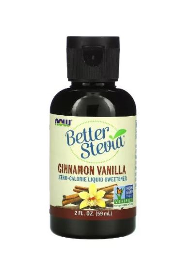 Now Foods Better Stevia Zero-Calorie Süßstoff, Zimt-Vanille, 60 ml 