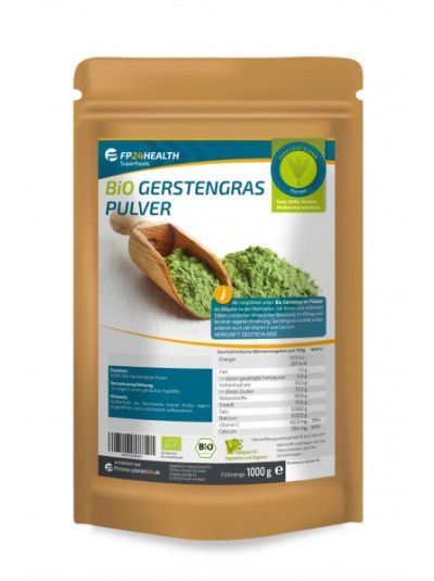 FP24 Health Bio Gerstengras Pulver 1kg - aus Bayern - Ökologischer Anbau