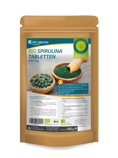 FP24 Health Bio Spirulina Tabletten 400mg - 1kg - Platensis Algen 1000g