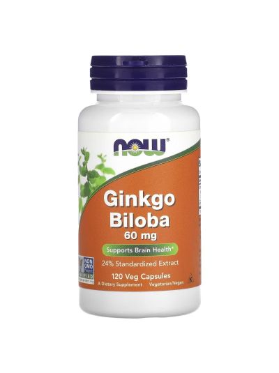 NOW Foods, Ginkgo Biloba, 60 mg, 120 Veg Capsules