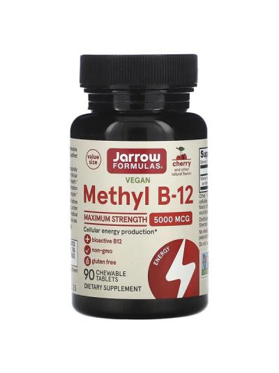 Jarrow Formulas Methyl B-12, Cherry, 5,000 mcg, 90 Chewable Tablets