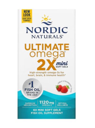 Nordic Naturals Ultimate Omega 2X, Erdbeere, 560 mg, 60 Mini-Weichgele