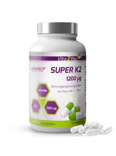 Vita2You Super K2 - 1200 mcg Vitamin K2 - 120 Kapseln - Premium Qualität