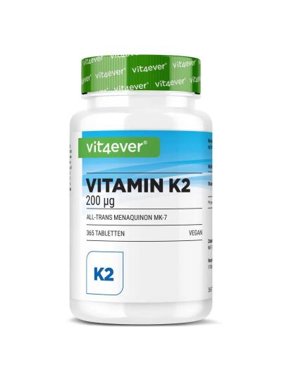 Vit4ever Vitamin K2 200 mcg K2 Vital Menaquinon MK-7 365 Tabletten