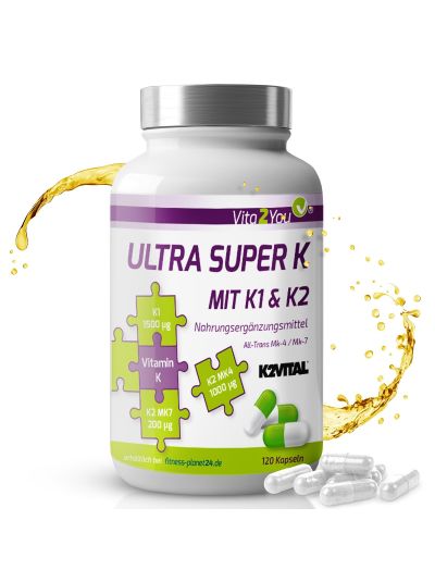 Vita2You Ultra Super K - 120 Kapseln - 2700mcg Vitamin K  - Vitamin K2 und K1