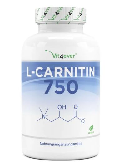 Vit4ever L-Carnitin - 180 Kapseln, 100% L-Carnitin Tartrat