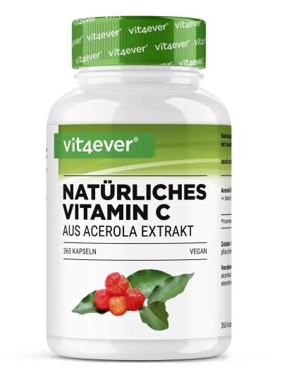 Vit4ever Vitamin C - Acerola Extrakt - 660 mg, 365 Kapseln