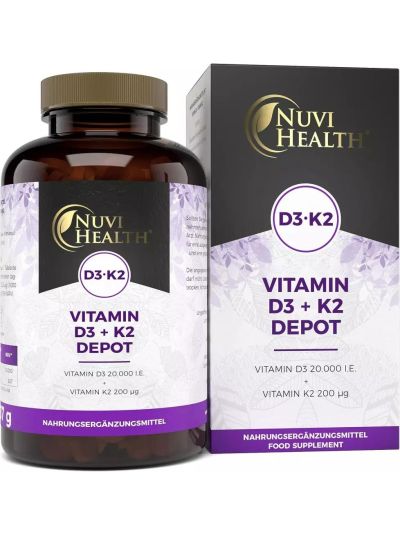Nuvi Vitamin D3 20.000 + K2 200mcg DEPOT - 180 Tabletten 