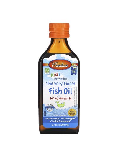 CARLSON LABS FOR KIDS NORWEGISCHES FISCHÖL, NATÜRLICHES Orangengeschmack 200ML